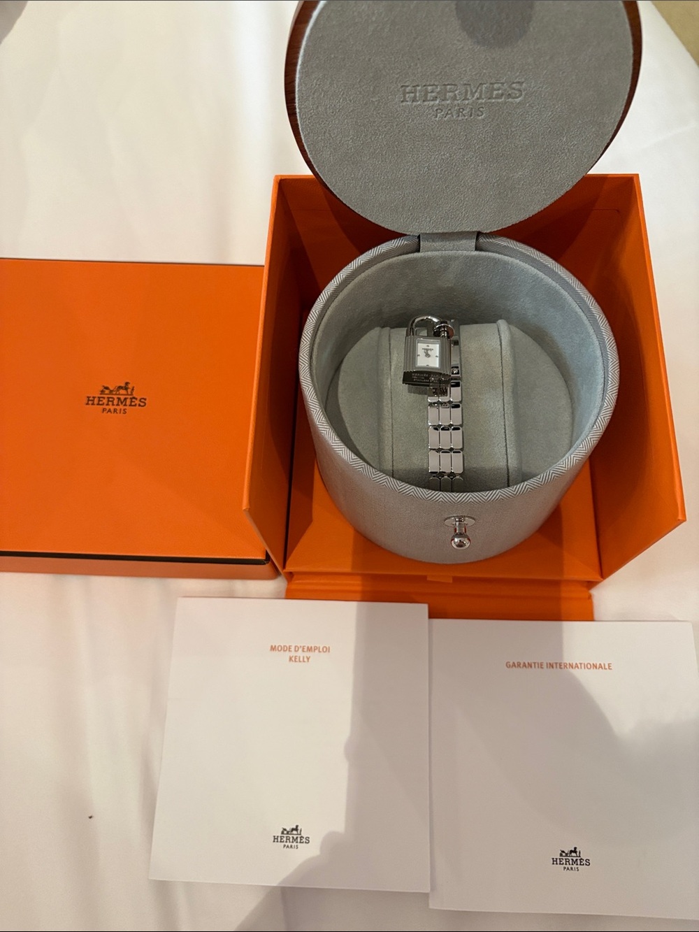 Brand new Hermes Kelly  Stainless Steel Bracelet Watch with Chain Detail